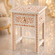 Orange and  White Inlaid Bedside Table | Luxury Handmade Bedside Table