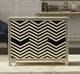 Black and White Handcrafted herringbone Bone Inlay Cabinet | Luxury Handmade Cabinet
