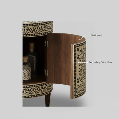 Elegant Vintage Floral Wooden Nightstand | Luxury Handmade Bedside Table