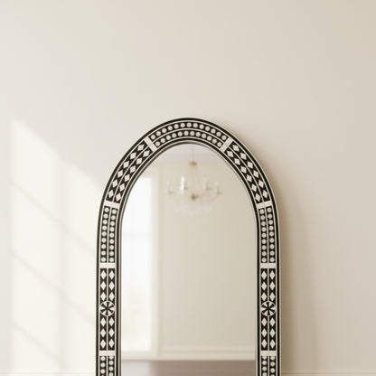 Large Decorative Black and White Patterned Wall Mirror | Luxury Handmade Mirror