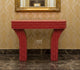 Handcrafted Red and White Bone Inlay Console Table | Luxury Handmade Console