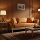 Elegant Inlay Pattern Orange Sofa | Luxury Handmade Sofa
