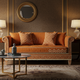 Luxury Inlay Orange Fabric Sofa with Handcrafted Detailing | Luxury Handmade Sofa