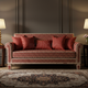Handcrafted Inlay Red Chevron Pattern Sofa | Luxury Handmade Sofa