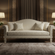 Elegant Inlay Carved Beige Fabric Sofa | Luxury Handmade Sofa