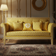 Elegant Yellow Inlay Sofa with Chevron Pattern | Luxury Handmade Sofa