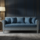 Luxury Blue Inlay Fabric Sofa with Greek Key Design | Luxury Handmade Sofa