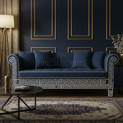 Inlay Greek Key Design Luxury Sofa | Luxury Handmade Sofa