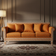 Luxury Inlay Orange Velvet Sofa | Luxury Handmade Sofa