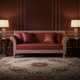 Classic Red Inlay Luxury Sofa | Luxury Handmade Sofa