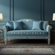 Luxury Blue Hand-Inlay Sofa with Floral Motifs | Luxury Handmade Sofa