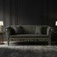 Luxury Black Inlay Sofa with Geometric and Floral Design | Luxury Handmade Sofa