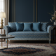 Luxury Blue Inlay Sofa with Geometric Pattern | Luxury Handmade Sofa
