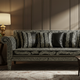 Black and Ivory Inlay Leaf Pattern Sofa | Luxury Handmade Sofa
