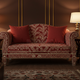 Handcrafted Red Inlay Sofa with Leaf Motif | Luxury Handmade Sofa