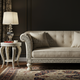 Handcrafted Inlay Upholstered Sofa with Decorative Carved Details | Luxury Handmade Sofa
