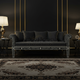 Elegant Dark Grey Inlay Sofa with Artistic Floral Detailing | Luxury Handmade Sofa