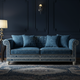 Elegant Blue Velvet Inlay Sofa | Luxury Handmade Sofa