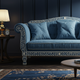 Luxury Blue Inlay Sofa with Intricate Floral Detailing | Luxury Handmade Sofa