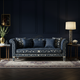 Luxury Navy Blue Inlay Sofa with Floral Embroidery | Luxury Handmade Sofa