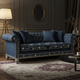 Luxury Inlay Blue Fabric Sofa with Floral Motif | Luxury Handmade Sofa
