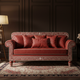 Elegant Hand-Inlay Red Velvet Sofa | Luxury Handmade Sofa