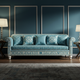 Elegant Blue Inlay Sofa with Ornate Patterns | Luxury Handmade Sofa
