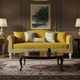 Elegant Yellow Inlay Sofa with Classic Detailing | Luxury Handmade Sofa