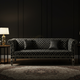 Elegant Black Inlay Sofa with Geometric Pattern | Luxury Handmade Sofa