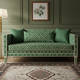 Elegant Green Inlay Sofa with Geometric Pattern | Luxury Handmade Sofa