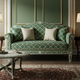 Luxury Green Inlay Sofa with Ornate Floral Detailing | Luxury Handmade Sofa