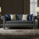 Elegant Blue Inlay Sofa with Classic Pattern | Luxury Handmade Sofa
