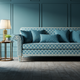 Luxury Inlay Patterned Blue Sofa | Luxury Handmade Sofa