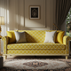 Elegant Yellow Inlay Sofa with Patterned Upholstery | Luxury Handmade Sofa