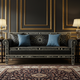 Luxury Black Inlay Sofa with Elegant Floral Motifs | Luxury Handmade Sofa