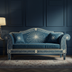 Regal Blue Inlay Sofa | Luxury Handmade Sofa