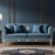 Luxury Blue Inlay Sofa with Floral Motif | Luxury Handmade Sofa