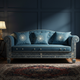 Luxury Blue Inlay Carved Sofa with Decorative Cushions | Luxury Handmade Sofa