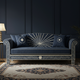 Regal Navy Blue Inlay Sofa | Luxury Handmade Sofa