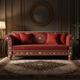 Royal Red Inlay Sofa with Intricate Floral Motifs | Luxury Handmade Sofa