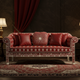 Luxury Red Inlay Sofa with Floral Detailing | Luxury Handmade Sofa
