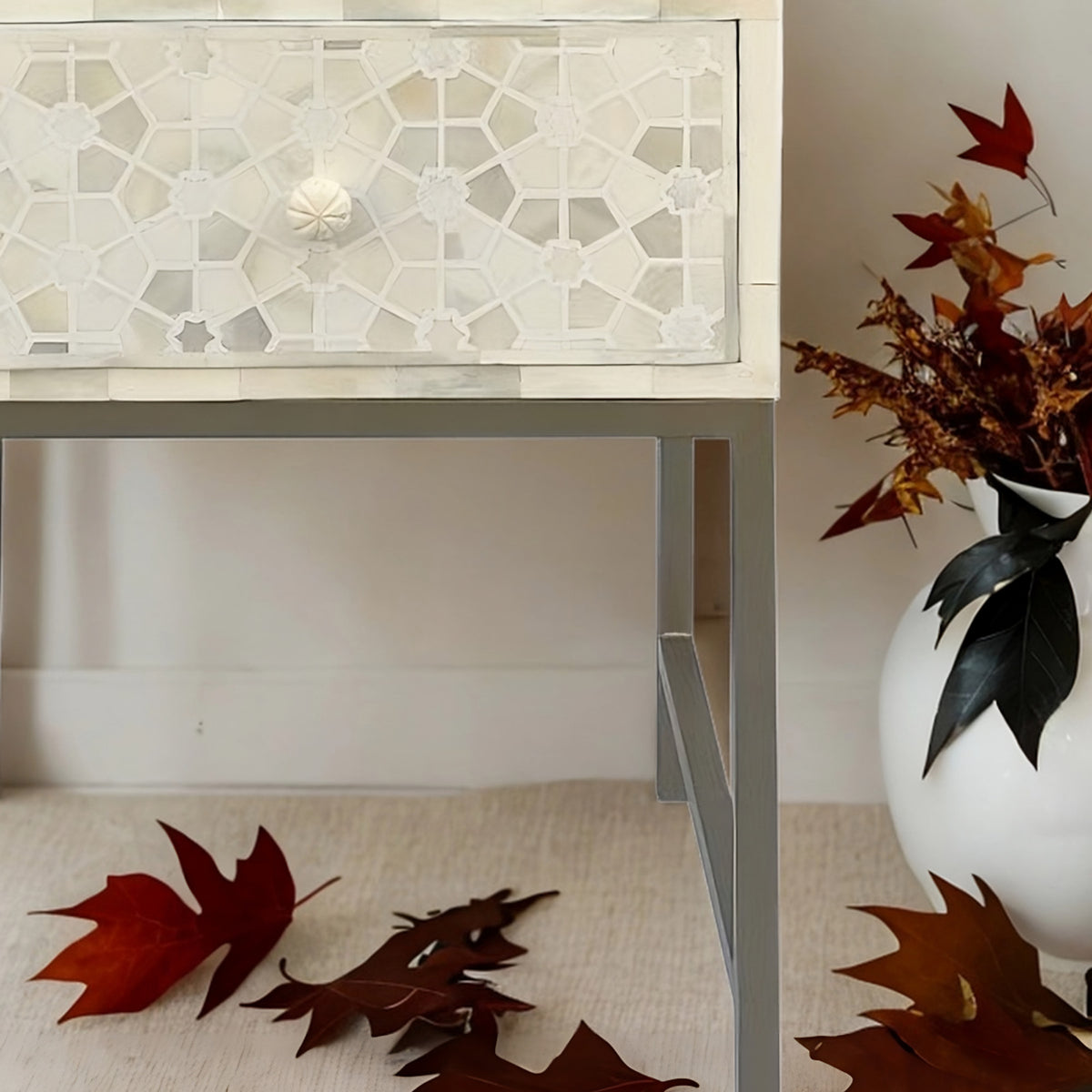 Bedside Table Patterned Star Pattern Bedside Table | Luxury Handmade Bedside Table – Menthome India