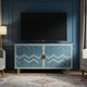 Luxury Inlay TV Cabinet with Chevron Pattern | Luxury Handmade TV Cabinet