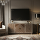 Luxury Inlay Wood TV Cabinet with Geometric Design | Luxury Handmade TV Cabinet