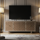 Luxury Inlay Chevron Pattern TV Cabinet | Luxury Handmade TV Cabinet