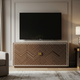 Luxury Inlay Wood TV Cabinet with Chevron Pattern | Luxury Handmade TV Cabinet