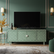 Inlay Chevron Pattern TV Cabinet in Green | Luxury Handmade TV Cabinet