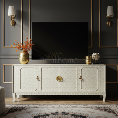 Inlay Patterned Luxury TV Cabinet | Luxury Handmade TV Cabinet