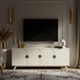 Luxury Inlay Pattern TV Cabinet with Brass Accents | Luxury Handmade TV Cabinet