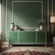 Luxury Inlay Green Hexagonal Pattern TV Cabinet | Luxury Handmade TV Cabinet